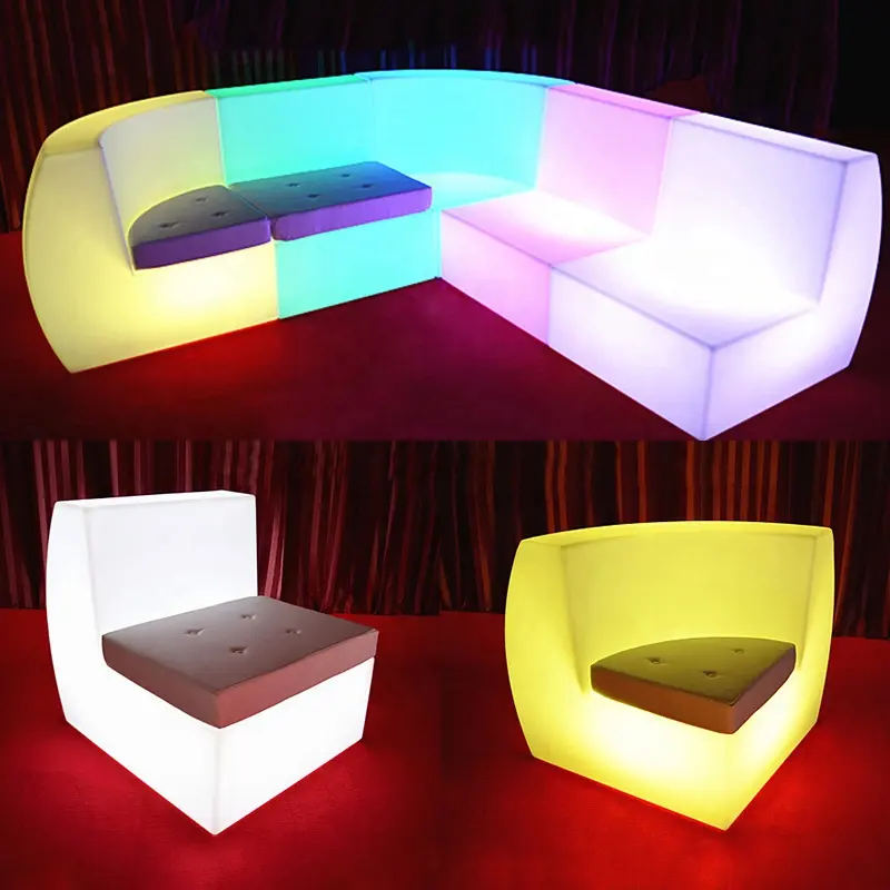 Fabriek Prijs Hoge Kwaliteit Lichtgevende Led Meubels Kleurrijke Light Up Led Sofa Hoekbank