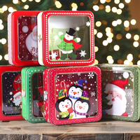 Boîte en étain de Noël personnalisée avec fenêtre transparente pour collations, bonbons, chocolats, sucettes, biscuits – Emballage polyvalent pour cadeaux et artisanat