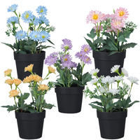 Chrysanthèmes sauvages artificiels en pot en soie, en stock, pour la décoration intérieure transfrontalière, fausses fleurs de bureau, bonsaï d'intérieur