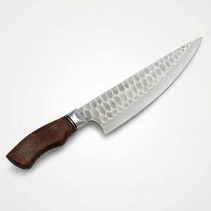 Couteau de chef artisanal martelé avec manche en bois de noyer naturel, couteau utilitaire pour trancher - Product Image 1