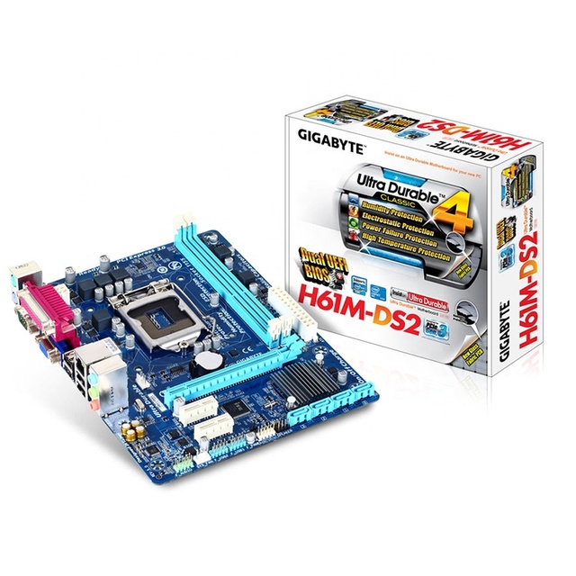 GIGABYTE Intel H61M-DS2 Used Motherboard with Intel LGA1155 Socket Intel H61 MATX Motherboard (GA-H61M-DS2)