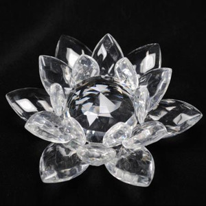 MH-L015 Artificial White Crystal Lotus Flower <strong>Paperweight</strong> - Product Image 1