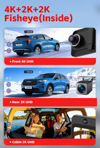 Caméra embarquée Carlover AI 4K 3 canaux avec objectif fisheye 10,99 pouces, GPS, WiFi, enregistreur DVR 4K pour voiture - Product Image 2
