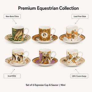 Ensemble de <span class=keywords><strong>tasses</strong></span> et soucoupes <span class=keywords><strong>à</strong></span> <span class=keywords><strong>café</strong></span> arabe Elite 90 ml, design cheval vibrant, en porcelaine, pour espresso, cadeau de Ramadan, fournitures hôtelières de luxe - Product Image 2