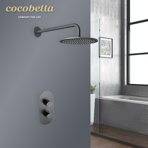 <span class=keywords><strong>COCOBELLA</strong></span> Nouvelle conception de douchette murale encastrée avec robinet de baignoire noir, ensemble de douches de salle de bain - Product Image 2