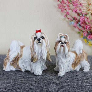 Regalos Únicos para Amantes de los Perros, Escultura de Resina de Simulación, Figura Realista de Perro Maltés, Estatuas de Perro Shih Tzu Artificiales y Realistas - Product Image 5