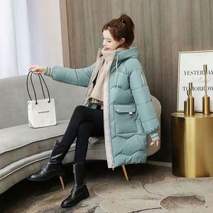 Veste matelassée à capuche mi-longue pour <span class=keywords><strong>femme</strong></span>, nouvelle collection automne/hiver, vêtement tissé - Product Image 2