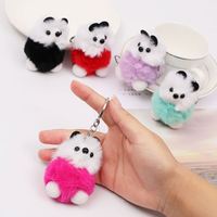 Promotion petit ours en peluche animal porte-clés jouets jolie fille en peluche moelleux Pom pom fourrure raton laveur pompons fourrure porte-clés pendentif à breloque