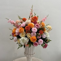 Centre de table floral artificiel de luxe en soie rose poudré, grande boule de pivoines pour décoration de table de mariage et événements