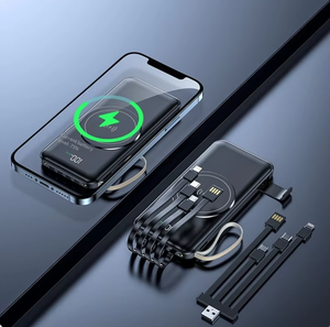 Batterie externe magnétique sans fil avec câble intégré pour <span class=keywords><strong>chargeur</strong></span> portable à clip dorsal compatible 20 000 mAh / Sorties Type-C/USB - Product Image 1