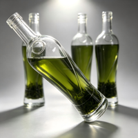 Bouteille en verre transparente ronde haute de 700 ml, personnalisée en usine, pour l'emballage de whisky, brandy, tequila, rhum et autres spiritueux