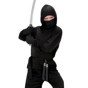 Costume de ninja noir pour enfants, ensemble de cinq pièces pour spectacle d'Halloween, taille S M L XL - Product Image 1
