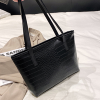 Sac fourre-tout matelassé en similicuir PU à motif crocodile pour femme, sac à bandoulière tendance avec fermeture éclair et poignée supérieure, doublure synthétique