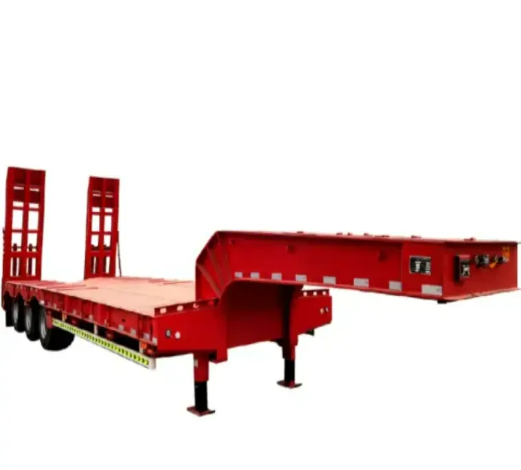 Nhà Máy bán hàng trực tiếp phẳng xe tải trailer2 3 4 trục 20ft 40ft container Chassis Giao thông vận tải nền tảng phẳng thấp-giường bán Trailer