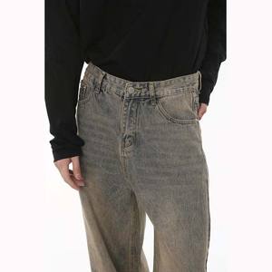 بنطلون جينز رجالي من يالي بتصميم عتيق وعصري، فضفاض ومستقيم، بنسيج دنيم ثلاثي الأبعاد مريح وقابل للتنفس لجميع المواسم - Product Image 5