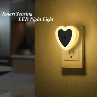 Mini lampe de nuit LED avec capteur de lumière, forme de cœur, prise EU/US, pour chambre d'enfant, chambre à coucher, chevet, couloir, 110V 240V