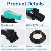 Kit de Grifo para Barril de Lluvia, Material ABS, Alto Flujo, 3/4" NPT y GHT, Válvula para Barril, No Requiere Acceso Interno, Uso en Jardín Exterior