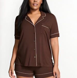 <span class=keywords><strong>Pigiama</strong></span> Estivo da <span class=keywords><strong>Donna</strong></span> Personalizzato di Alta Qualità in <span class=keywords><strong>Modal</strong></span>, Maniche Corte, Bottoni, 2 Pezzi, Taglie Forti, in Cotone Bambù - Product Image 3