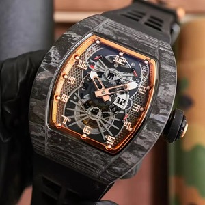 Montre-bracelet mécanique de luxe Signature en or rose et carbone noir TPT pour homme, luminescente, squelette, étanche, tendance - Product Image 2