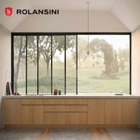 Fenêtre coulissante en aluminium pour balcon et cuisine, design horizontal antivol, style minimaliste haut de gamme, double vitrage