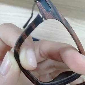 新的木制眼镜光学设计与螺丝镜头可更换的木眼镜架妇女光学金属木眼镜