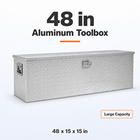 Boîte à outils en aluminium de 48 pouces avec serrure à clé, plaque diamantée, résistante aux intempéries, rangement sécurisé pour outils avec poignées encastrées pour camionnette