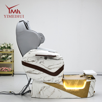 Fauteuil de pédicure spa de luxe à motif marbre, électrique et inclinable, avec fonction massage et Thera Mist pour salon de manucure