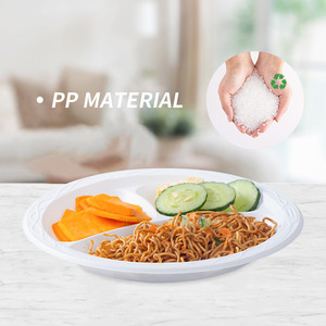 Piatto di Plastica Rotondo Usa e Getta da 9 Pollici con 3 Scomparti, Resistente e Sicuro per Alimenti, per Catering e Ristoranti - Product Image 4