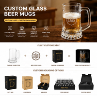 Chope à bière classique transparente sans plomb personnalisée avec impression de logo, base lourde, pour bar, restaurant, brasserie, cadeau