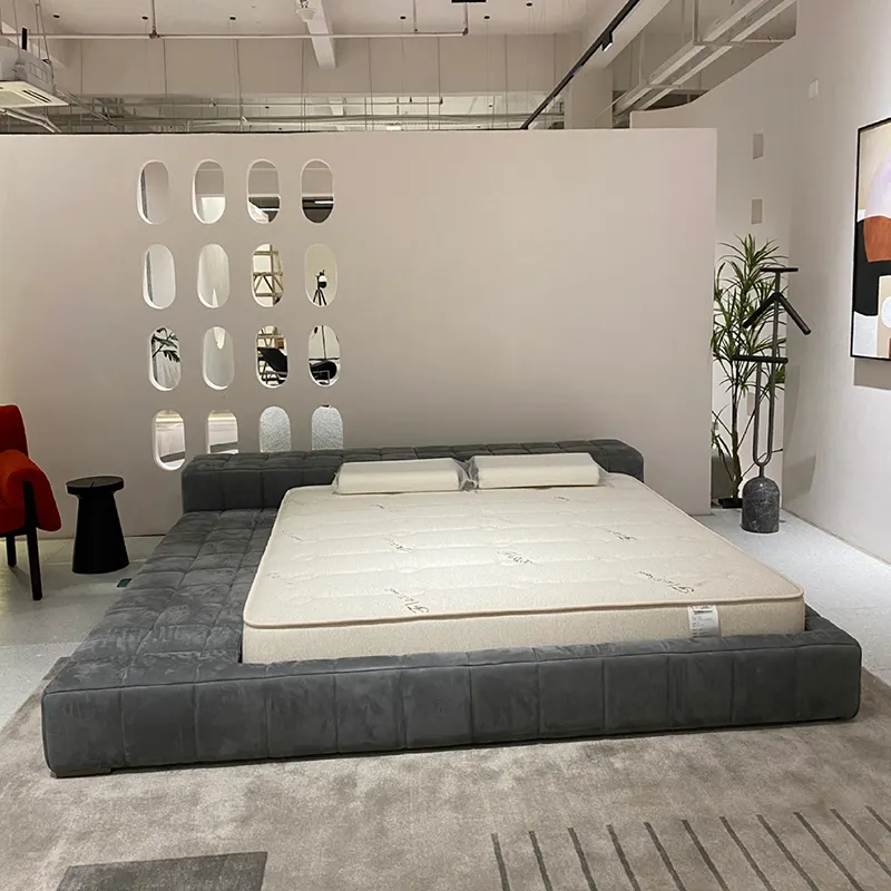 Yeni tasarım modern yatak odası mobilyası takım yüksek kaliteli kumaş kral tatami yatak