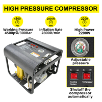 Compresseur d'air respiratoire portable sous-marin à double cylindre TUXING avec arrêt automatique, double filtre, 220V, 4500psi, 300bar