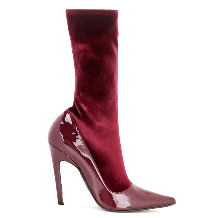 Модные женские бархатные ботильоны на высоком каблуке-шпильке, коричневые ботильоны на высоком каблуке