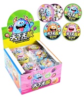 Bonbons durs super acidulés aux fruits, fourrés aux saveurs fraise et orange, multicolores, en forme de boule, en gros, en boîte