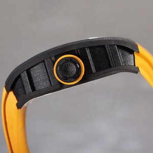 Montre Tourbillon à Gravité Zéro en Fibre de Carbone 59-01NTPT, Montre Mécanique Squelette de Luxe pour Hommes, Bracelet en Caoutchouc Jaune - Product Image 4