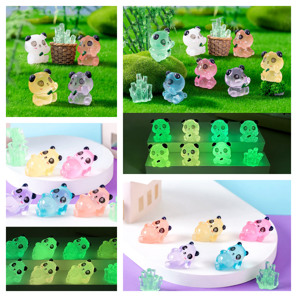 Lumineux Résine Panda Figurines Miniature Glow in the Dark Mini Résine Animaux p