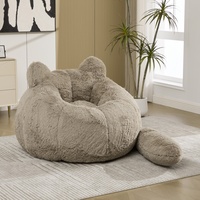 Fauteuil Poire Créatif Oreilles de Chat avec Queue Amovible en Fausse Fourrure, Canapé Paresseux, Taille Personnalisée, Chaise de Sol Intérieure pour Loisirs