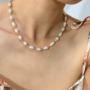Collar de Perlas Estilo Barroco Francés con Cuentas de Núcleo Luminoso, Cadena de Clavícula a la Moda, Modelo Wenchi 17198 - Product Image 3