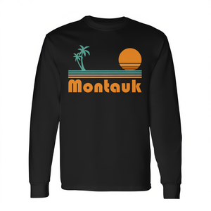 T-shirt vintage a maniche lunghe con motivo Tramonto sulla spiaggia di Montauk - Categoria Promozionale - Product Image 3