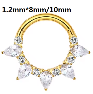 Anillos de Septum de 16G con Circonita Cúbica Transparente, Joyería para Septum, Clicker, Piercings para Conch, Helix, Tragus, Rook, Daith para Mujeres y Hombres, Oro 8/10 mm - Product Image 6