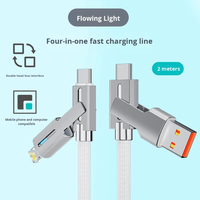 Kabel Tipe-C ke Tipe-C 4-in-1 dengan Selubung Anyaman 1.2M & 2m, Pengisian Cepat 100W untuk Laptop
