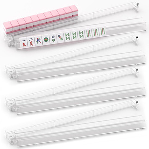 Soportes de Mahjong Americanos de Plástico Transparente al por Mayor con Empujador Festoneado para Principiantes y Expertos - Product Image 1