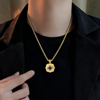 Collier boussole étoile polaire en vrac, pendentif en acier inoxydable doré/argenté avec chaîne maille forçat pour homme, pour la décoration