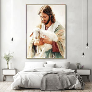 Pittura originale religiosa Boho di <span class=keywords><strong>arte</strong></span> murale <span class=keywords><strong>cristiana</strong></span> di gesus stampa decorativa della tela dell'acquerello Boho - Product Image 2