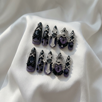 Faux ongles en acrylique faits à la main, vente en gros, motif 3D Flare pour fêtes et usage quotidien, style gothique personnalisé, en vrac
