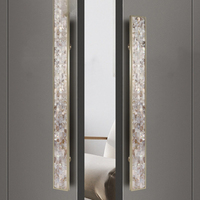 Poignée de porte en verre et coquillage naturel de luxe, bronze rouge, pour hôtel, bureau, entrée en bois massif, ensemble de poignées chinoises double face