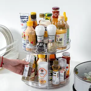 2 Tier <strong>Lazy</strong> <strong>Susan</strong> Turntable Food Storage Container for Cabinets, Pantry, <strong>Fridge</strong>, Spinning Organizer - Product Image 1