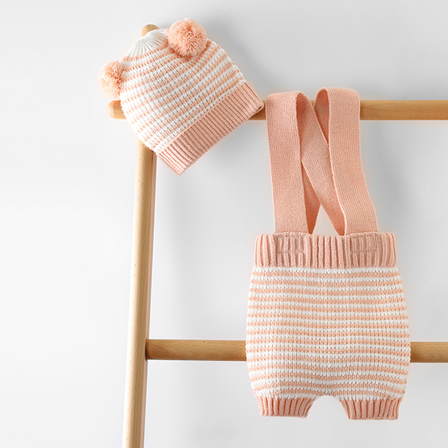 Комплект из двух предметов для новорожденных хлопковая теплая вязаная шапка и брюки