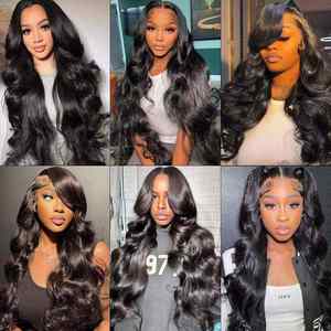 Perruques brésiliennes sans colle en gros, entièrement en dentelle française transparente, pré-épilées, pré-coupées, noir naturel, 100 % vierges, densité 180 % - Product Image 6