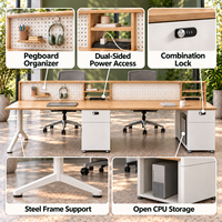 Bureau de coworking 4 places, poste de travail partagé avec cloison et armoire de rangement pour centres d'affaires et espaces de travail d'équipe