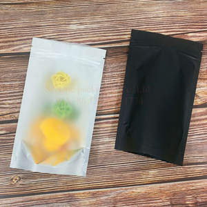 Stock de qualité alimentaire Pochette d'emballage debout en aluminium avec fermeture éclair refermable mate givrée transparente pour fenêtre en plastique mylar noir - Product Image 2